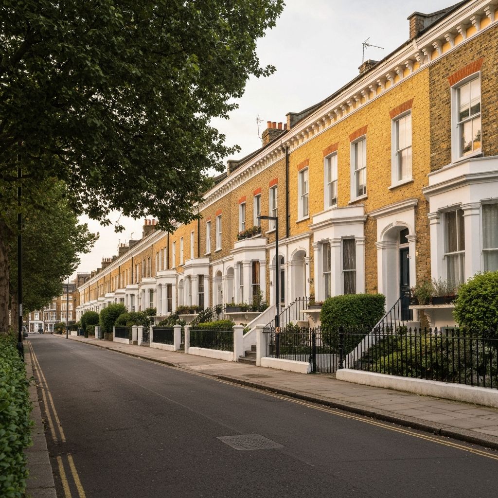 Row of Victorian terraced houses on London street